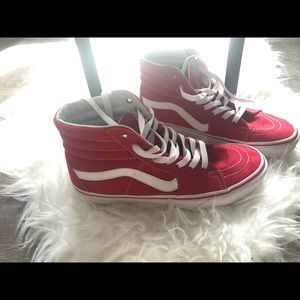 Red women’s high top Vans